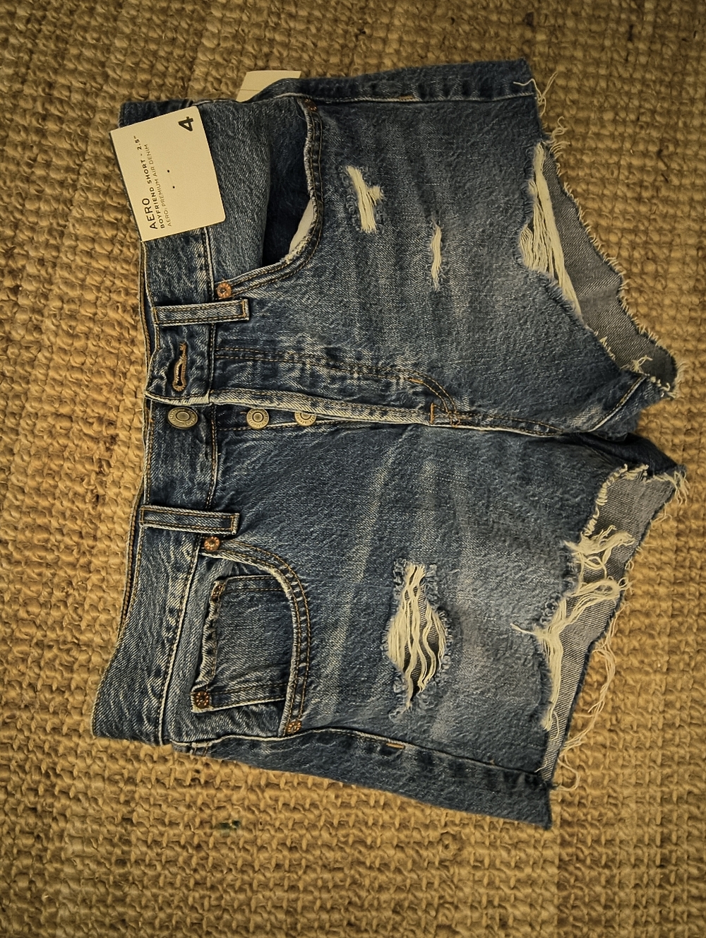 Aeropostale Distressed Denim Boyfriend Shorts - Blue